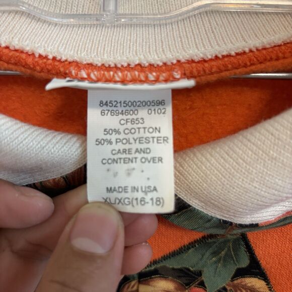 Vintage Gitano Sportswear Autumn Leaf Orange Sweatshirt Collared XL Cabin Forest - Picture 6 of 6